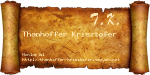 Thanhoffer Krisztofer névjegykártya